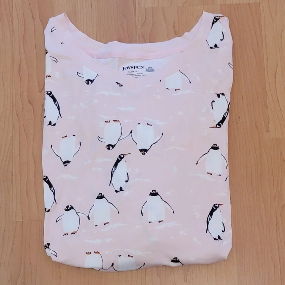 Joyspun Women's Pink Penguin Print Pajama Top - XL - Picture 6 of 8